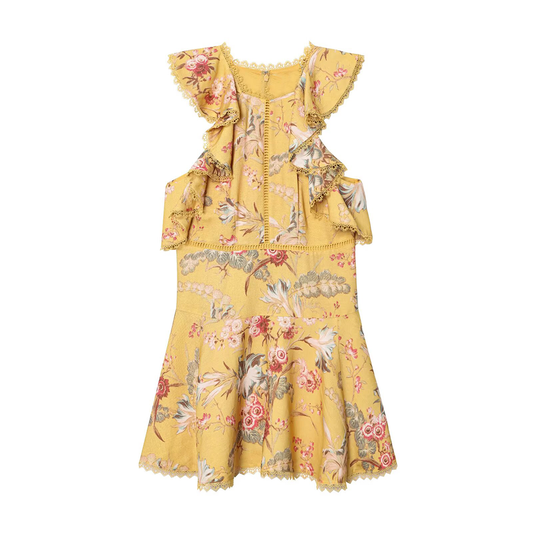 Women's lace decoration hanging neck mini dress