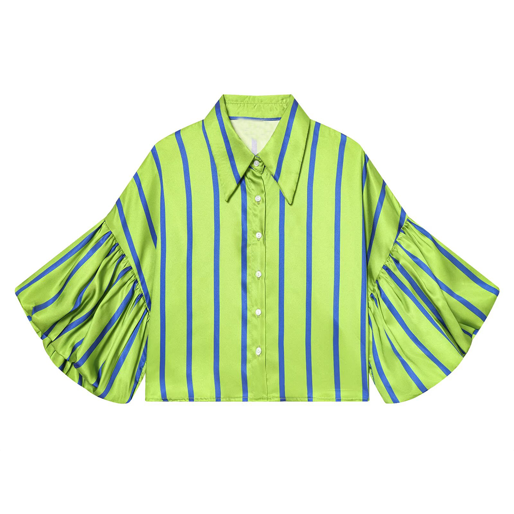 2026 Women's loose bubble sleeve printed shirt