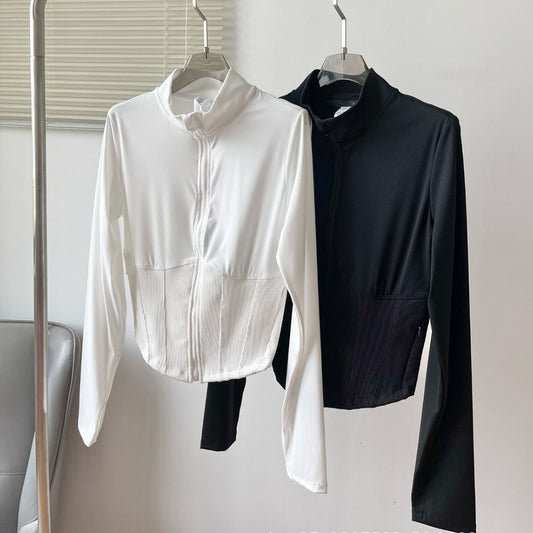 Women's waist-tight stand-up collar zipper quick-drying sportswear