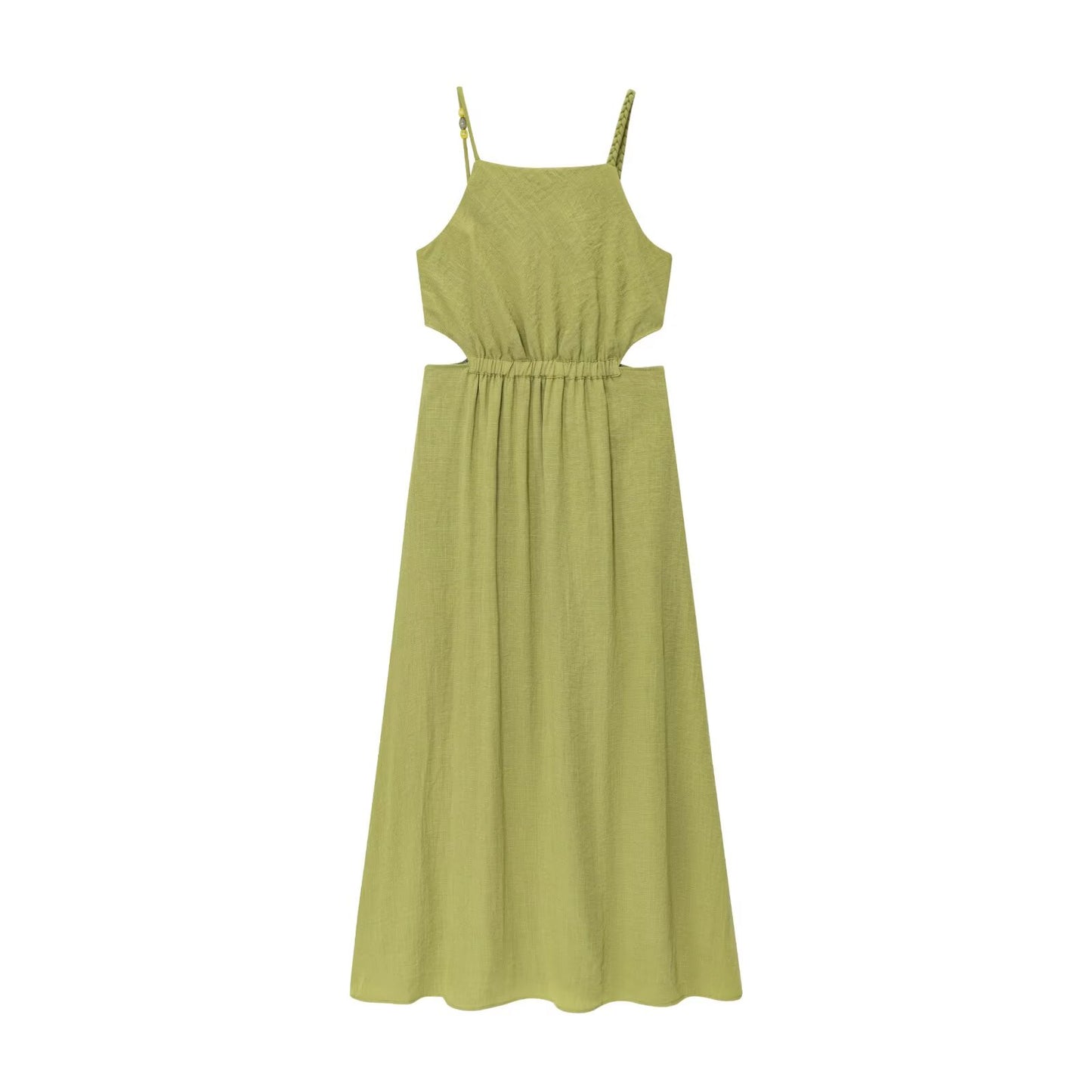 Women's chic Fashion vacation style hollow suspender MIDI dress